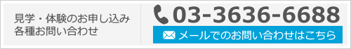 見学・体験のお申し込み 各種お問い合わせ 03-3636-6688 メールでのお問い合わせはこちら